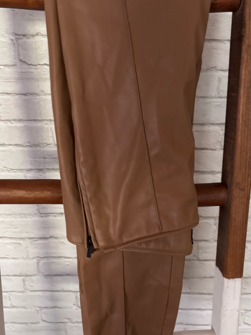 Zara Tan Faux Leather Trousers